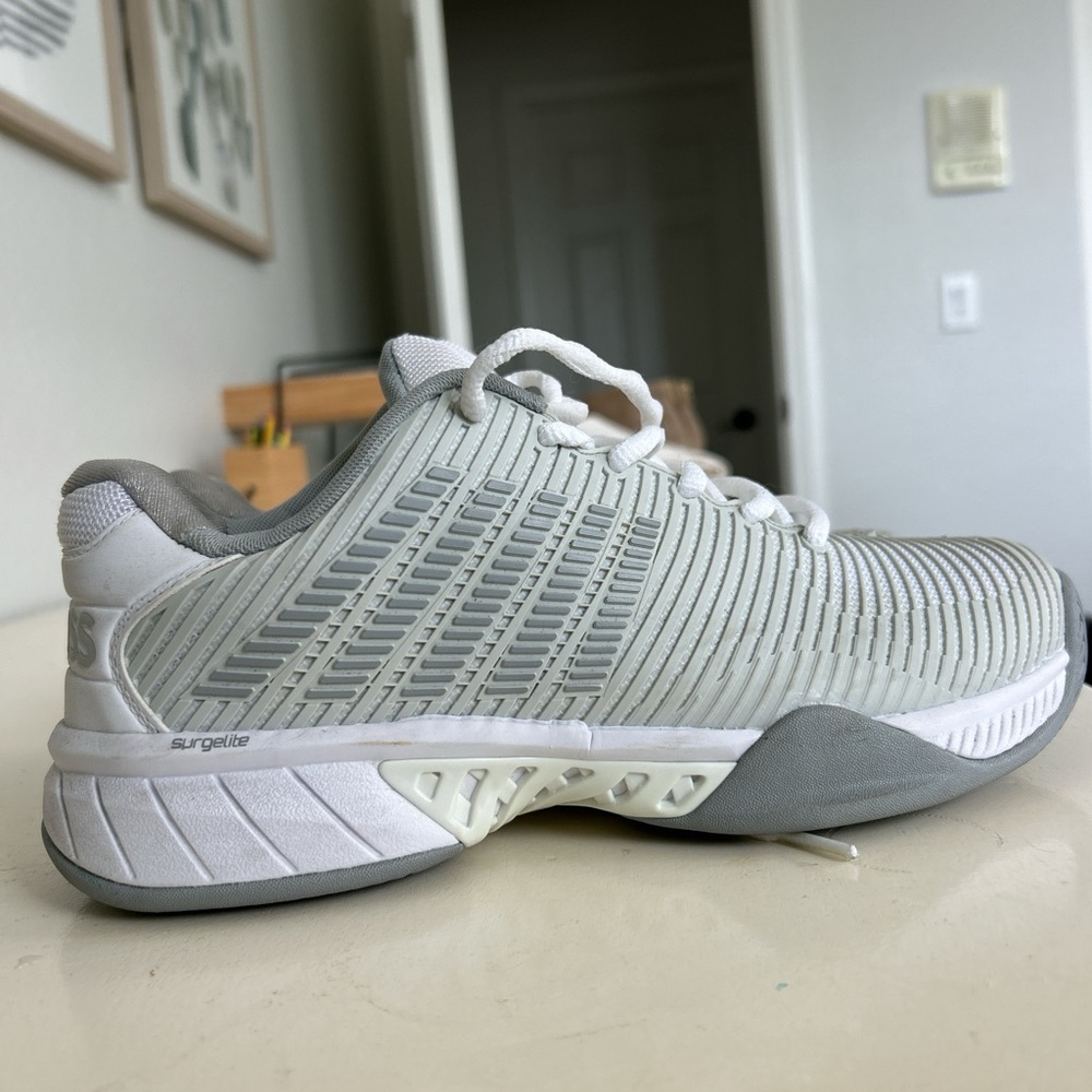 K-Swiss White and Gray Court Shoes - Picture 2 of 7